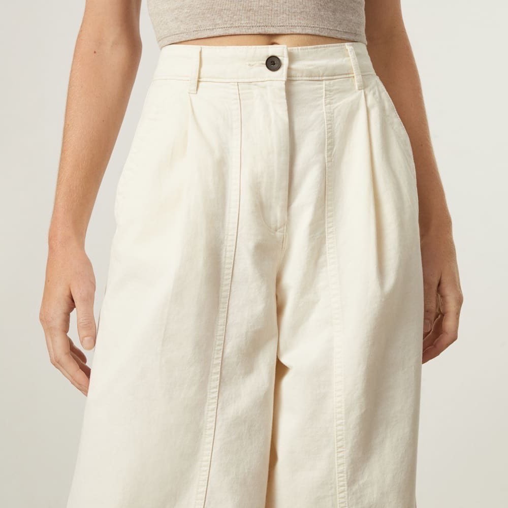 Everlane The Tourist Pant High Waist Bone White Wide Leg Cotton Linen 8 - Picture 13 of 13